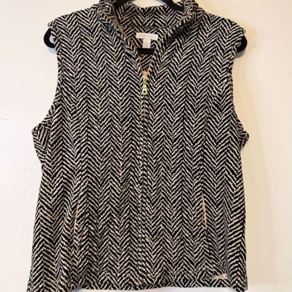 Charter Club Black and White Chevron Vest
